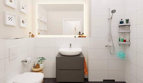 Modernes Badezimmer mit bodengleicher Dusche - 