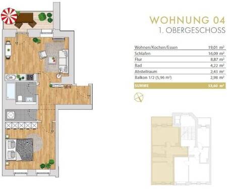 WE04 - 2 Zimmer Etagenwohnung zur Miete in Chemnitz