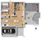 Grundriss Erdgeschoss mit Garage und Terrasse - 