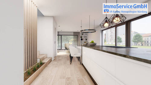 Visualisierung Küche Wohnzimmer Haus in Haus Stadthaus - 4 Zimmer Mehrfamilienhaus, Wohnhaus in Nürnberg
