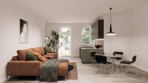 Wohnzimmer-nach-Sanierung - 2 Zimmer Etagenwohnung in Dresden