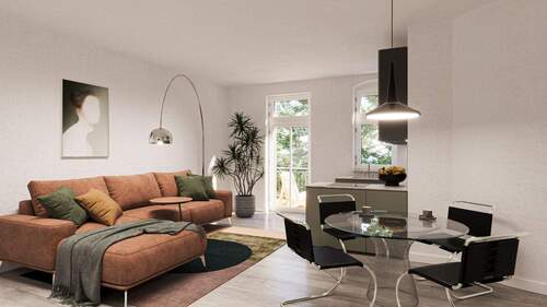 Wohnzimmer-nach-Sanierung - Etagenwohnung mit 64,10 m² in Dresden zum Kaufen