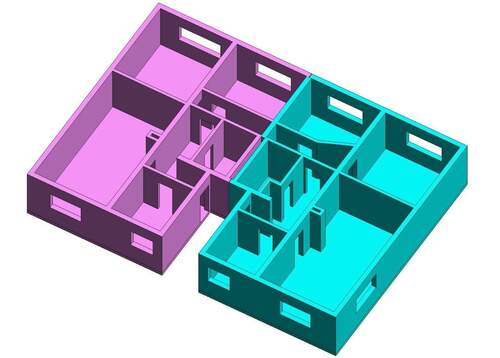 3D Ansicht Wohnung 1 + 2 - 