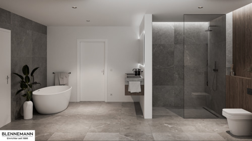 Vollbad mit Tageslicht, Wanne u. Walk In Dusche - 