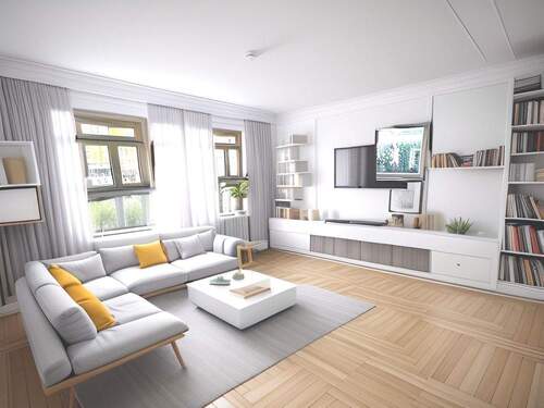 Wohnbereich mit KI eingerichtet - 4 Zimmer Etagenwohnung zum Kaufen in Remseck