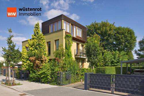 AnsichtStraßerechts - Altglienicke: Moderne Eleganz: Ihre stilvolle Doppelhaushälfte im Townhouse-Stil mit Staffelgeschoss