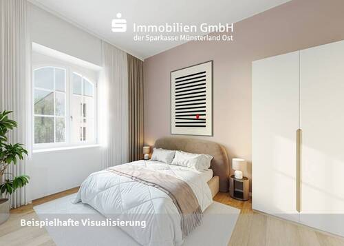 Visualisierung Schlafzimmer - Etagenwohnung mit 60,00 m&sup2; in Münster zum Kaufen