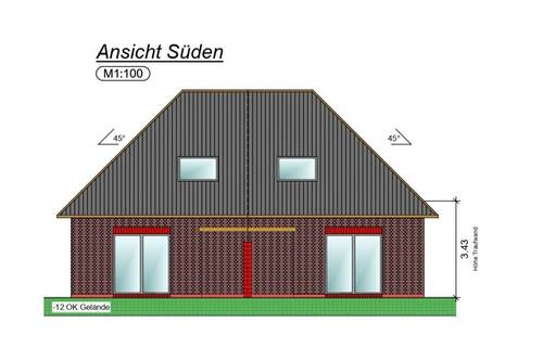 Ansicht Süden - Doppelhaushälfte mit 70,00 m² in Norden zum Kaufen