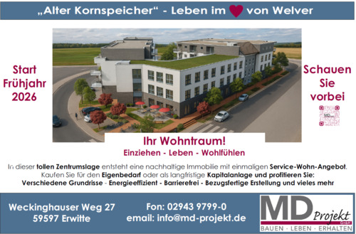 Neues Wohnquartier - Neues Wohnquartier ALTER KORNSPEICHER - KOMFORTABLE Eigentumswohnung mit BALKON gen SÜD-WEST