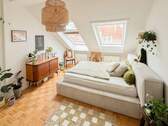 Schlafen - WOHNUNG MIT WEITSICHT Dachgeschoss-Traum mit Loggia und Parkettboden in Gohlis