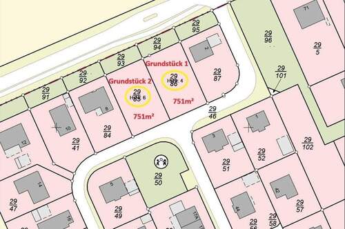 Lageplan Baugrundstück 1 und 2 - 