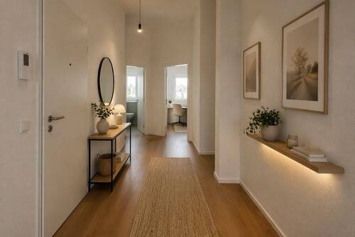 Flur - KI generiert - Moderne 3,5-Zimmer-Wohnung mit Balkon, Aufzug, TG & Fußbodenheizung