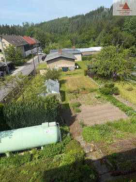 Blick in den Garten und auf Waschhaus - 