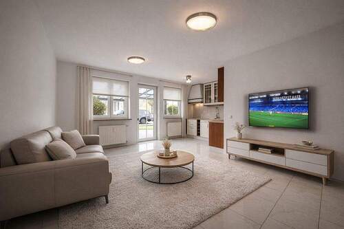 Wohnzimmer_gestaged - 1 Zimmer Etagenwohnung zum Kaufen in Elmshorn