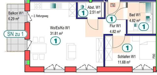 Whg. 1 - 2 Zimmer Etagenwohnung zur Miete in Oberkirch