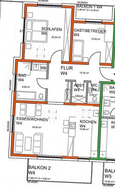 2. Obergeschoss WE 7 - 3 Zimmer Etagenwohnung in Weinheim