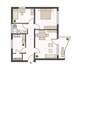 Grundriss 3 Zimmer, links bestehend aus Flurflächen, Abstellraum, Küche, Tageslichtbad mit Wanne, Wohnbereich mit Zugang zum Balkon, Schlafzimmer und 3. Zimmer - 