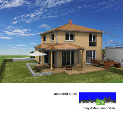 Beispiel Stadtvilla Terrassenansicht - Attraktives Baugrundstück in Altzaschendorf bei Meißen - Ihr neues Zuhause wartet!