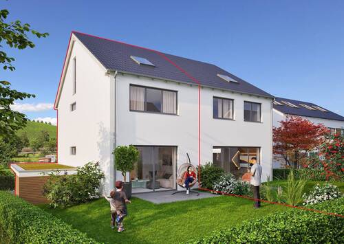 Doppelhaushälfte 1 Bermatingen – Außenansicht Garten.jpg - Doppelhaushälfte Bermatingen – massiv, genehmigt, individuell geplant – schlüsselfertig zum Festpreis 