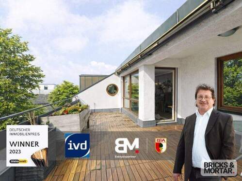 Dachterrasse im Sommer - Uneinsehbare, geräumige 4-Zimmer-Wohnung mit großer Dachterrasse in ruhiger Lage -Einzelgarage-