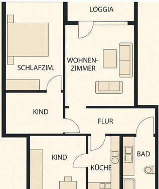 GrundR aufber. - Helle 4-Zimmer-Wohnung mit Loggia in Waldkraiburg