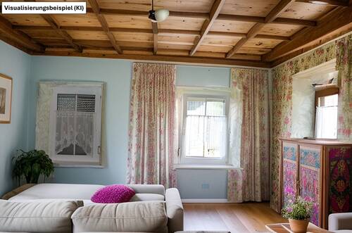 Wohnzimmer 1. OG als Einrichtungsbeispiel (von KI erstellt) - 