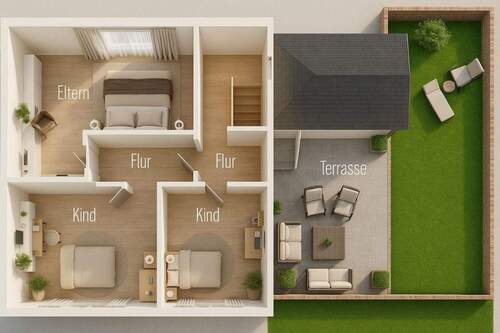 Visualisierung Obergeschoss (Muster) - 
