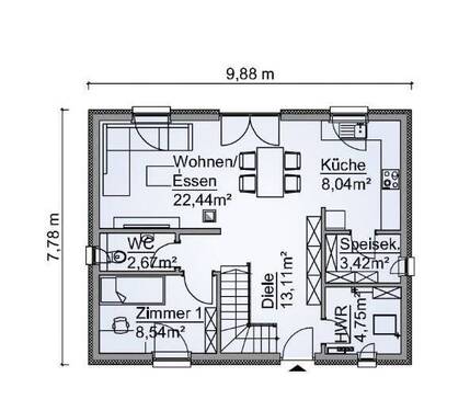 SH 122 Variante C1 - EG - 5 Zimmer Einfamilienhaus zum Kaufen in Behren-Lübchin