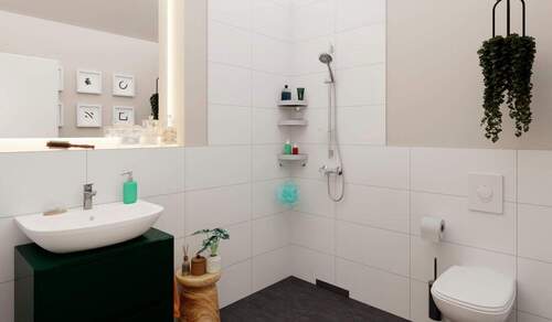 Das Bad überzeugt mit bodengleicher Dusche und kle - 2 Zimmer Etagenwohnung in Berlin
