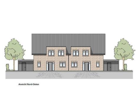 Ansicht Nord-Osten - Modern und energieeffizient Neubau von 8 Doppelhaushälften KW 40 Standard