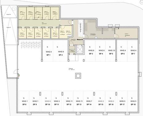 Haus B Kellergeschoss mit Tiefgarage - 