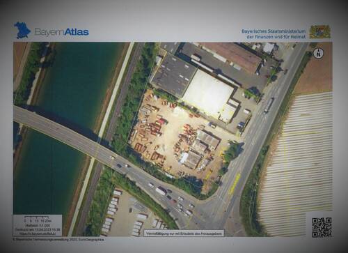 Aus der Luft gesehen - gewerbliches Grundstück - verkehrsgünstig gelegen im Hafen von Fürth