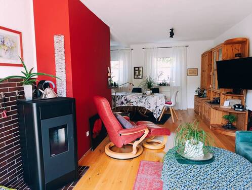 Wohnzimmer mit Pelletofen - 