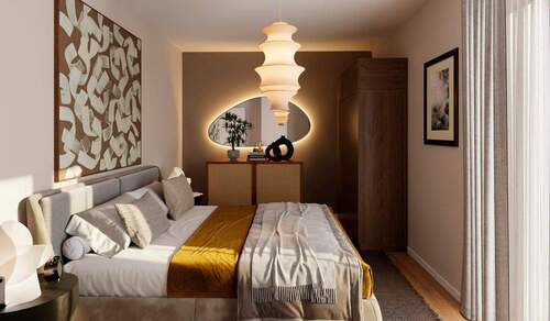 Das Schlafzimmer wird mit seiner warmen Atmosphäre - 4 Zimmer Etagenwohnung zum Kaufen in Berlin