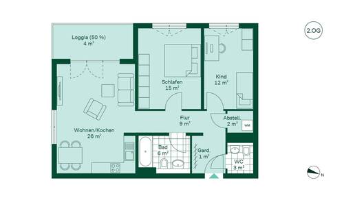 Geräumige Eigentumswohnung mit Loggia - 
