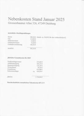 Nebenkostenaufstellung 2025 - 