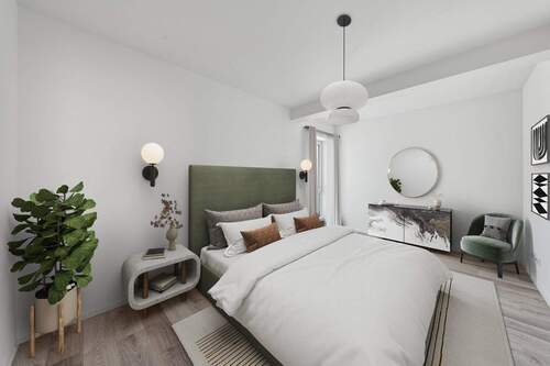 Einrichtungsbeispiel Schlafzimmer - Exklusives Wohnen zentral gelegen: 3 Raum Wohnung mit Balkon - Erstbezug