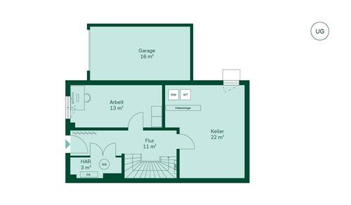 Geräumiges Untergeschoss mit Arbeitszimmer und Keller - 