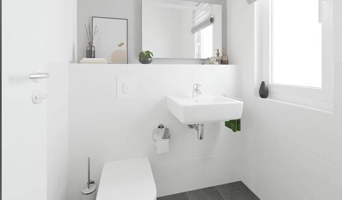 Modernes Gäste-WC im Erdgeschoss - 5 Zimmer Doppelhaushälfte in Wülfrath