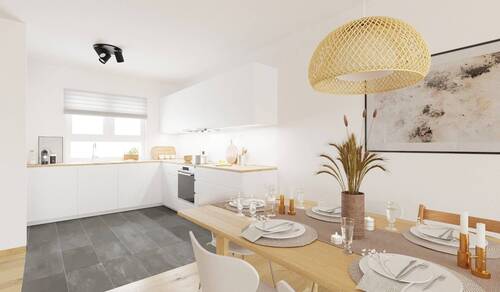 Die offene Wohnküche lädt zum gemeinsamen Kochen ein - Doppelhaushälfte mit 134,80 m² in Wülfrath zum Kaufen