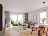 Wohnzimmer (Visualisiert) - 3-Zimmer-Neubauwohnung bezugsfertig ab März 2026