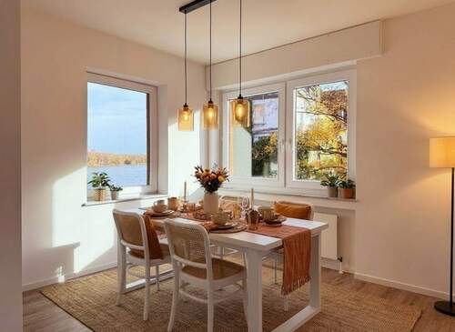 Essbereich mit Blick auf den Rhein - Etagenwohnung mit 113,00 m&sup2; in Köln zum Kaufen