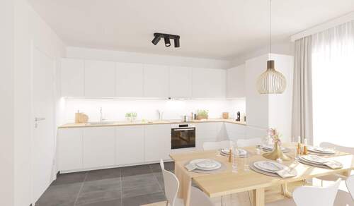 Die offene Wohnküche lädt zum gemeinsamen Kochen ein - Etagenwohnung mit 92,90 m² in Bensheim zum Kaufen