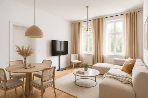 Wohnzimmer (visualisiert) - 4 Zimmer Terrassenwohnung zum Kaufen in Berlin