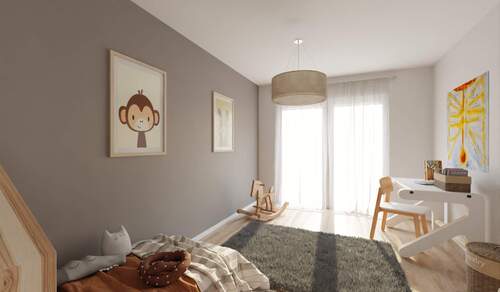 Ein geräumiges Kinderzimmer mit Zugang zum Balkon - 