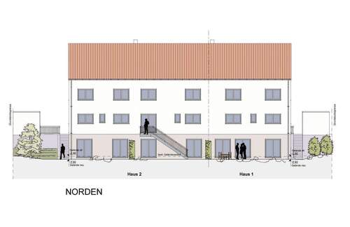 Ansicht Nord - NEUMANN - Neubau! Hochwertige & energieeffiziente Doppelhaushälfte in guter Lage - ZandtDenkendorf