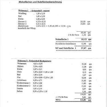 Wohn-Nutzfläche Whg.1+2 - 