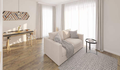 Lichtdurchfluteter Wohnbereich dank bodentiefer Fe - Praktische und moderne Wohnung inklusive Keller