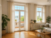 Heller Wohnbereich mit Pitchpine-Dielen - 