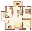3-Zimmer-Wohnung Grundriss - 